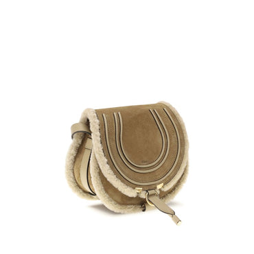 Chloé Small Saddle Marcie Shoulder Bag in suede and shearling