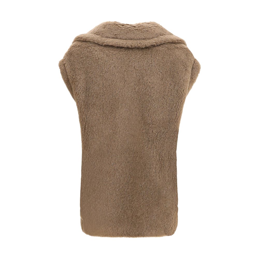 Max Mara Teddy alpaca and wool Vest - Brown sleeveless vest on a white background
