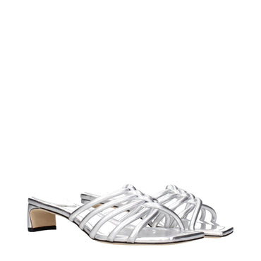 Jimmy Choo Gray Leather Flat Sandals