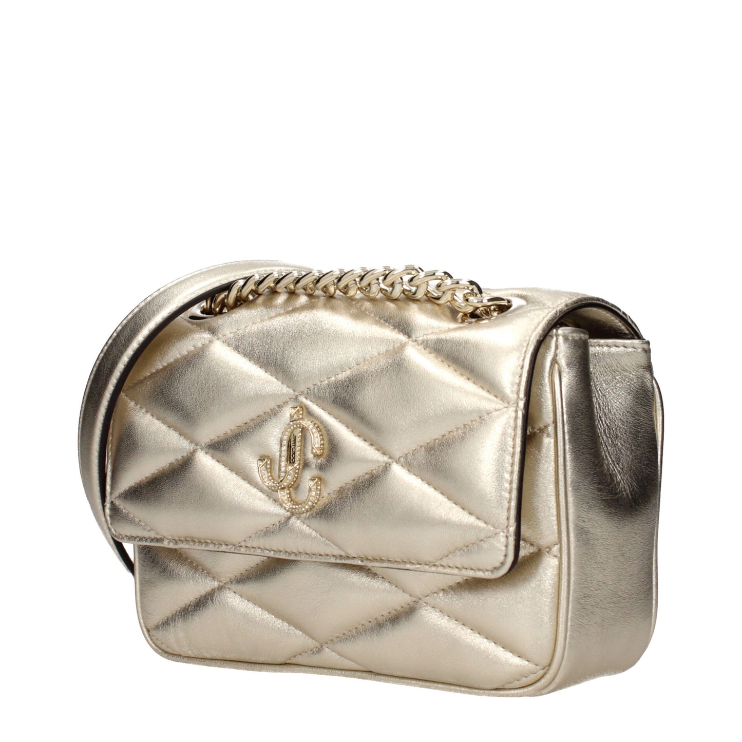 Jimmy Choo Gold Leather Shoulder Bags