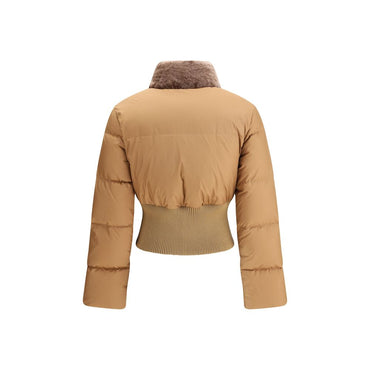 Fendi Cropped Down Jacket with Shearling lining