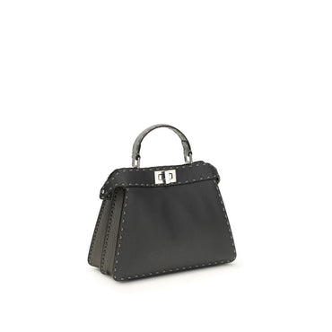 Fendi Gray Leather Shoulder Bag