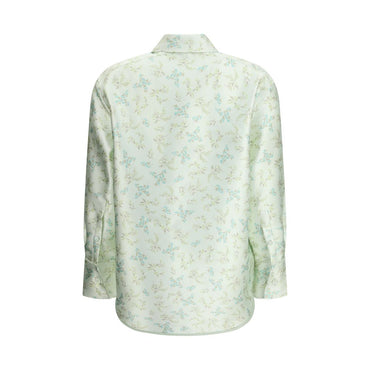 Jil Sander Green Silk Pattern Shirt