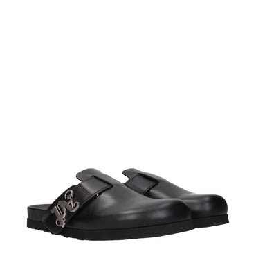Palm Angels Black Leather Slippers