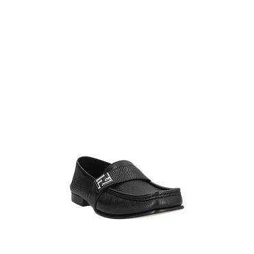 Fendi Black Calfskin Slip-On Loafers