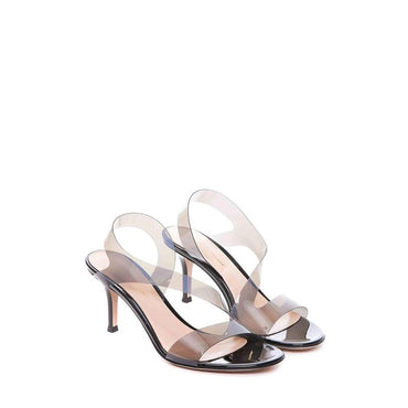 Gianvito Rossi Black Rubber Stiletto Heel Sandals