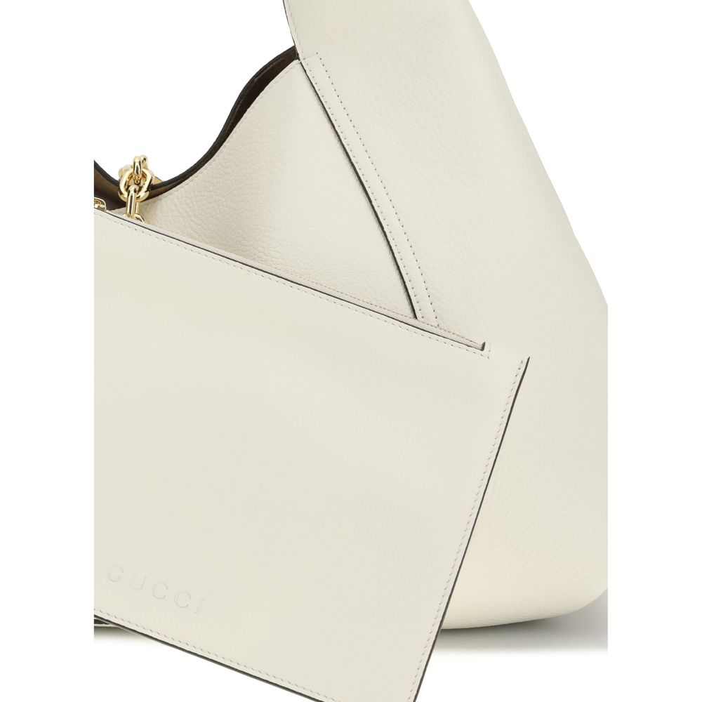 Gucci White Calf Leather Bos Taurus Shoulder Bag