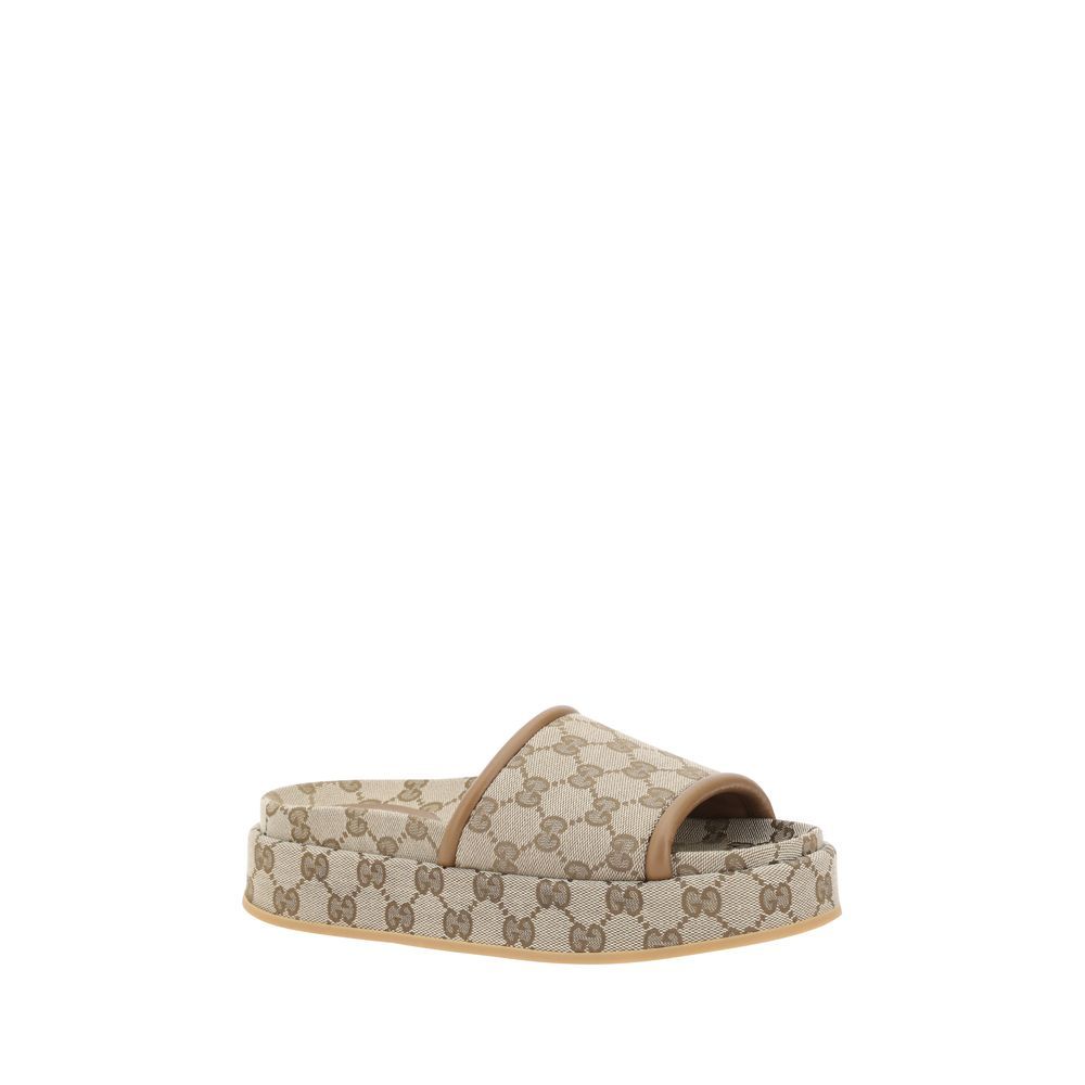 Gucci Beige Polyamide Platform Sandals