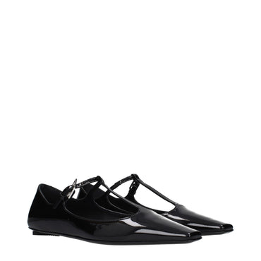 The Attico Black Leather Ballet Flats