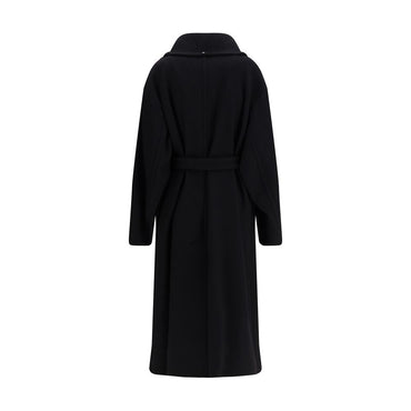 Max Mara Black Fleece Wool Coat