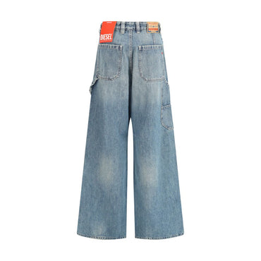 Diesel Blue Cotton Relaxed Fit Jeans