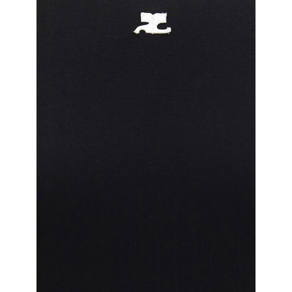 Courrèges Black Cotton T-Shirt