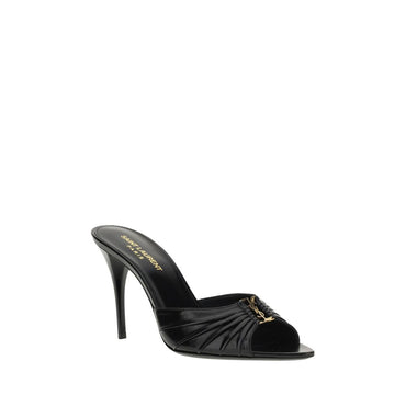 Saint Laurent Black Lamb Ovis Aries Aries Stiletto Heel Sandals