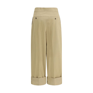 Max Mara Beige Cotton Cropped Pants