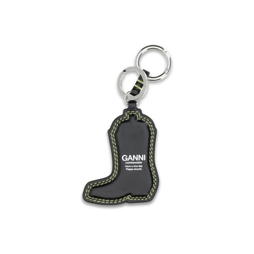 Ganni Black Recycled Leather Keychain