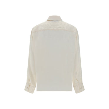 Fendi White Silk Pattern Shirt