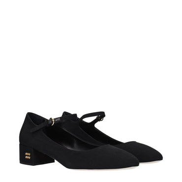 Miu Miu Black Fabric Mid Heel Pumps