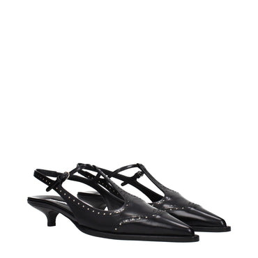 Miu Miu Black Leather Mid Heel Pumps