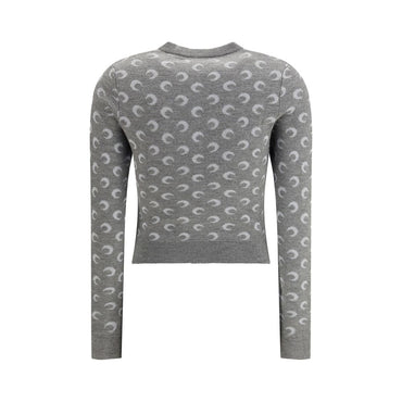 Marine Serre Gray Fleece Wool Cardigan