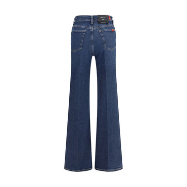 7FOR Blue Cotton Flared Jeans
