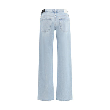 7FOR Light Blue Cotton Straight-Leg Jeans