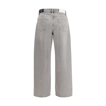 7FOR Gray Cotton Relaxed Fit Jeans