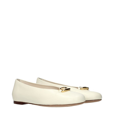 Valentino Garavani Beige Leather Ballet Flats