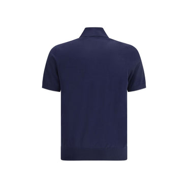 Brunello Cucinelli Blue Cotton Polo Shirt