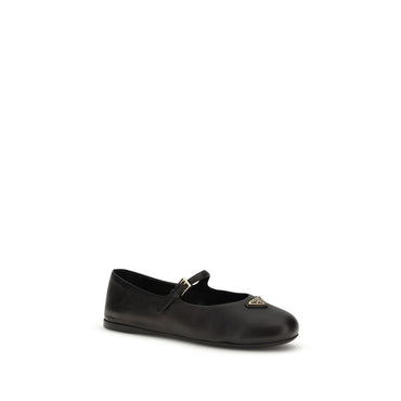 Prada Black Lamb Ovis Aries Aries Ballet Flats
