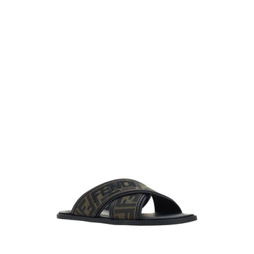 Fendi Black Rubber Flat Sandals