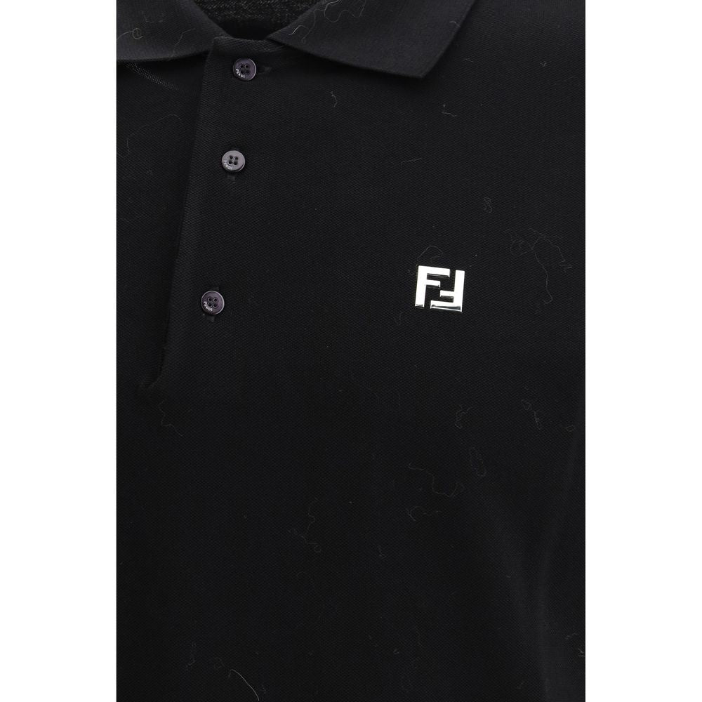 Fendi Black Cotton Polo Shirt