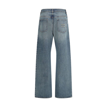 Miu Miu Blue Cotton Straight-Leg Jeans