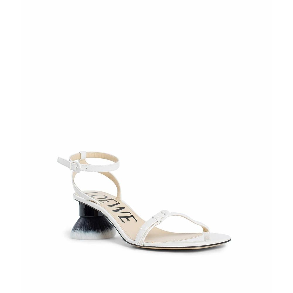 Loewe Petal Brush Leather Sandals - White sandal with thin straps