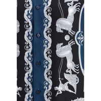 Versace Blue Silk Pattern Shirt
