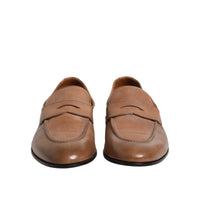 Brunello Cucinelli Brown Leather Slip-On Loafers