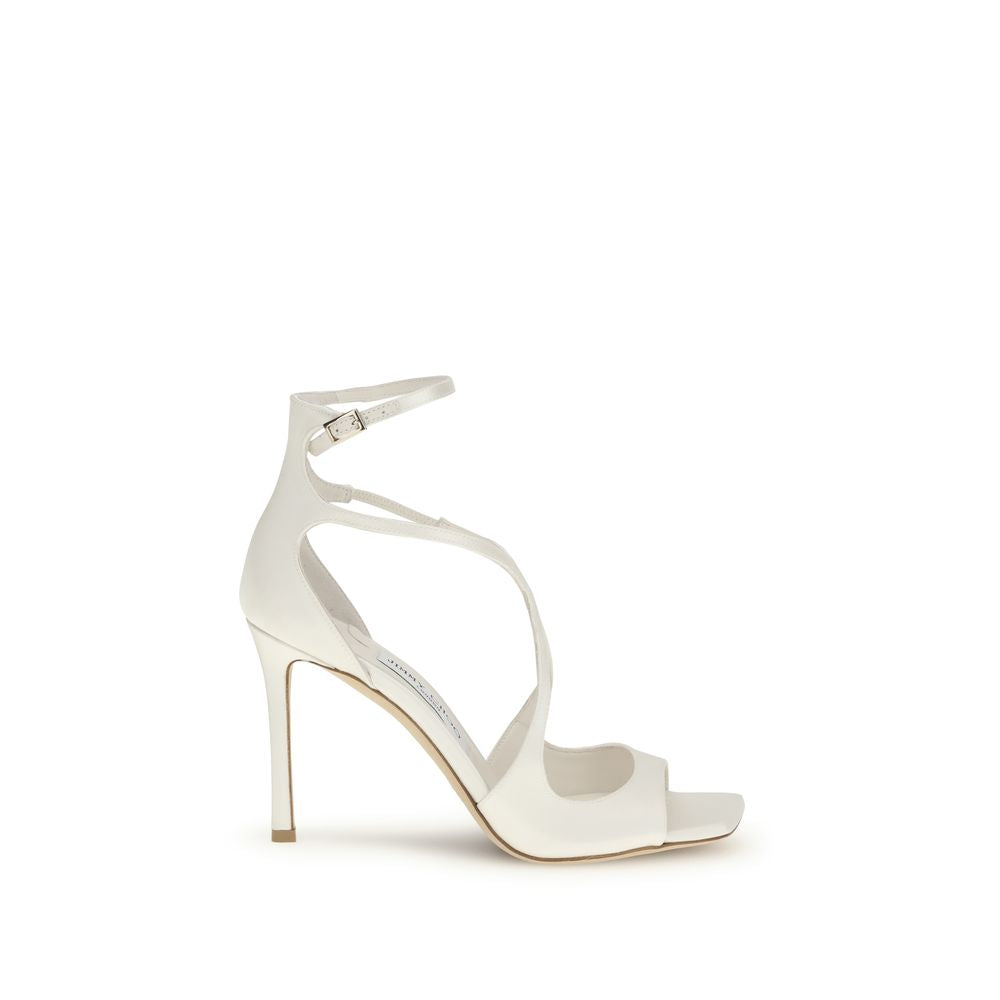 Jimmy Choo White Lamb Ovis Aries Aries Stiletto Heel Sandals