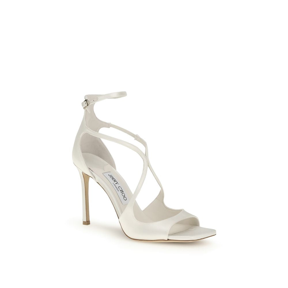 Jimmy Choo White Lamb Ovis Aries Aries Stiletto Heel Sandals