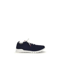 Kiton Blue Cotton Low Top Sneakers