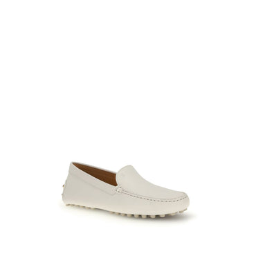 Tod's Cream Calf Leather Bos Taurus Slip-On Loafers