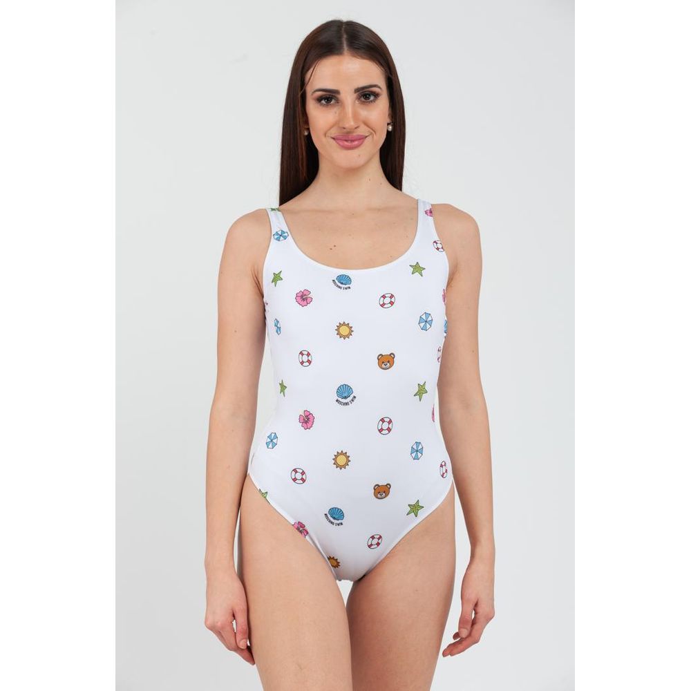 Moschino White Polyester One-Piece Swimsuit