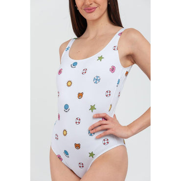 Moschino White Polyester One-Piece Swimsuit