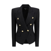 Balmain Black Wool Jackets And Coat