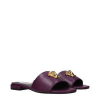 Versace Purple Leather Slippers