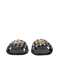 Versace Black Fabric Slippers