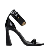 Versace Black Leather Stiletto Heel Sandals