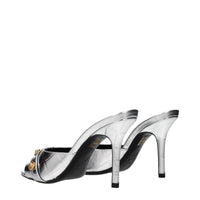 Versace Gray Leather Stiletto Heel Sandals