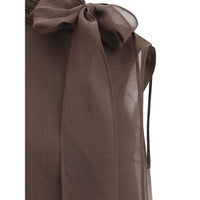 Brunello Cucinelli Brown Silk Blouse