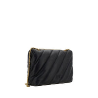 PINKO Black Leather Shoulder Bag