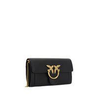 PINKO Black Calf Leather Bos Taurus Shoulder Bag