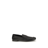 Prada Black Calf Leather Bos Taurus Slip-On Loafers